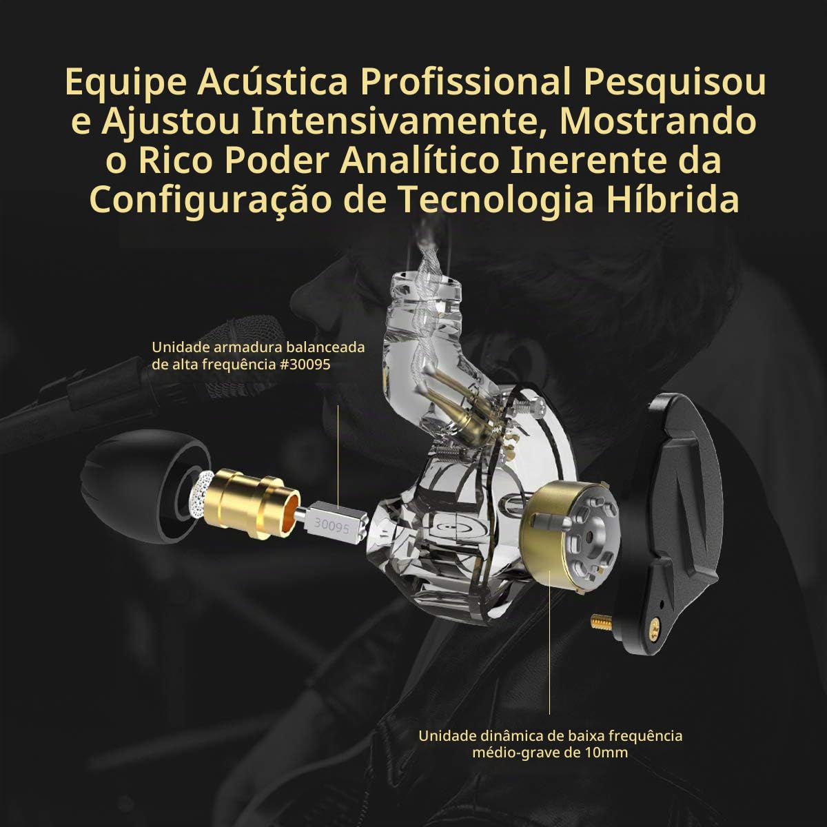 ♡ lZone KZ ZSN Pro X 1BA + 1DD Hybrid Technology HiFi Bass Fones de ouvido